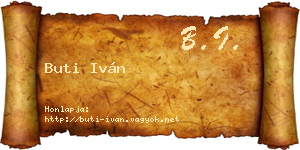 Buti Iván névjegykártya